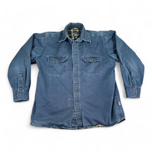 Vintage Galyans Shirt Adult LARGE Blue Flannel Lined Workwear Chore Barn 90s